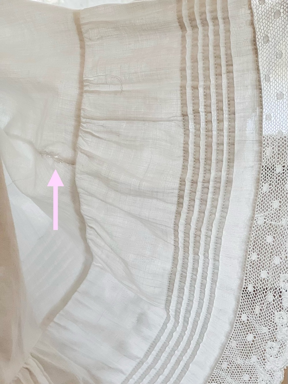 Edwardian White Lace Underdress with Pink Silk Ribbon Size XS - Picture 12 of 15